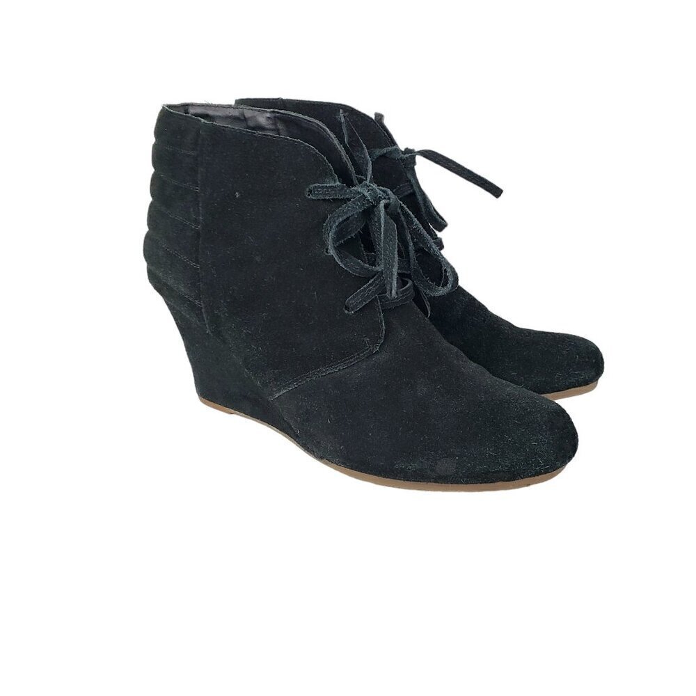 Dolce Vita Ankle Wedge Booties Black Suede Lace Up Womens Size 11